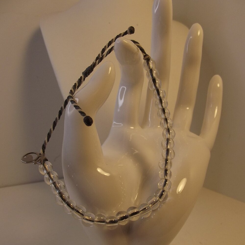 4 Ocean Bracelet - Clear Beads with twisted shades of blue string